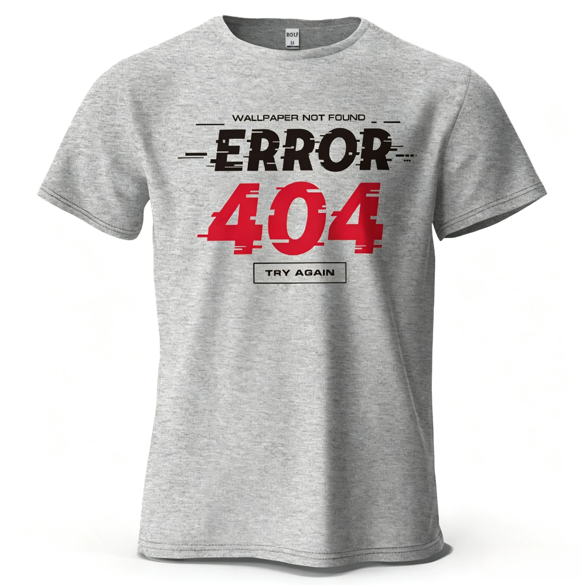 Error 404 Wallpaper Not Found Printed Men's T-Shirt Oversized Glitch Art Graphic Tees for Women Tops Tees Streetwear