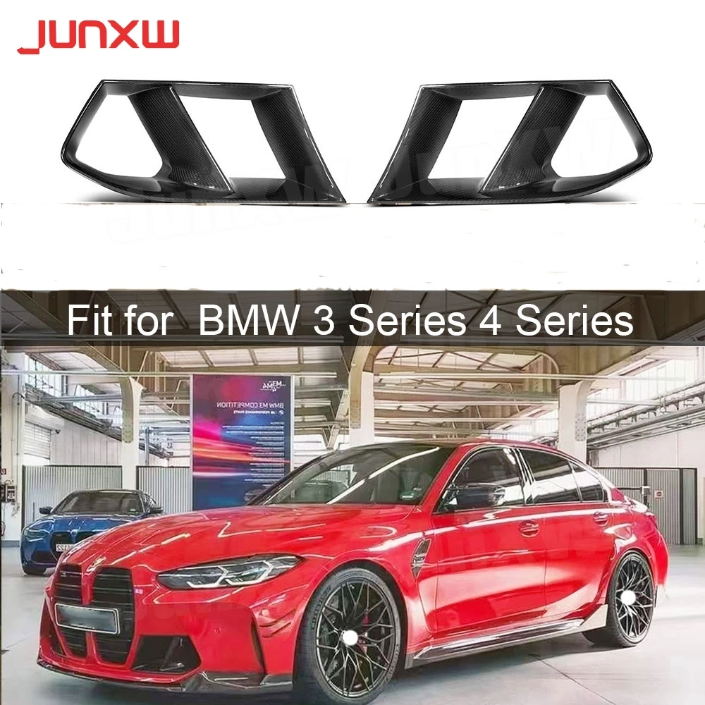 

Carbon Fiber Car Front Bumper Air Vent Cover Trim For BMW 3 Series 4 Series G80 G82 G83 M3 M4 2021 + FRP Mesh Grill Frame