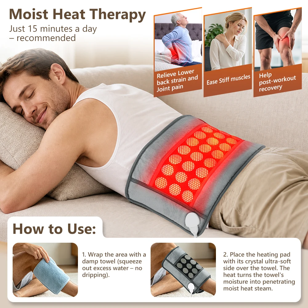 Electric Heating Pad 27Pcs Infrared Light Device Cushion Mat 9 Temperature Control 4 Mode Timer Thermal Mat for Back Abdomen