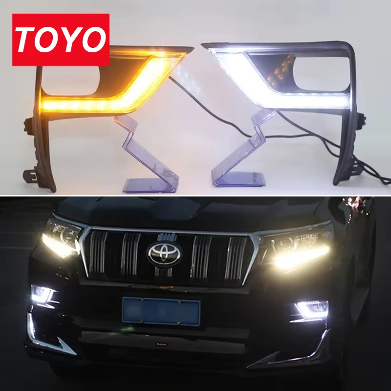 

Car LED DRL 12v Daylights For Toyota Prado 150 FJ150 LC150 2018 2019 Yellow Turn Signal Daytime Running Light Auto Foglamp
