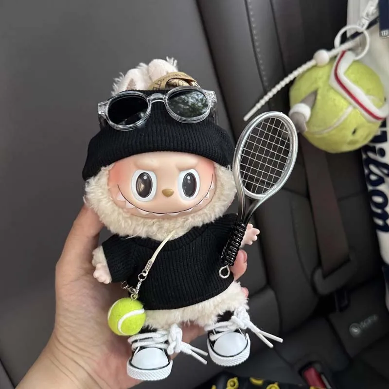 Labubu Doll Clothes Outfit Accessories Tennis Racket for 15-17cm Labubu Idol Dolls Clothes Hat Set Clothing Labubu Accessories