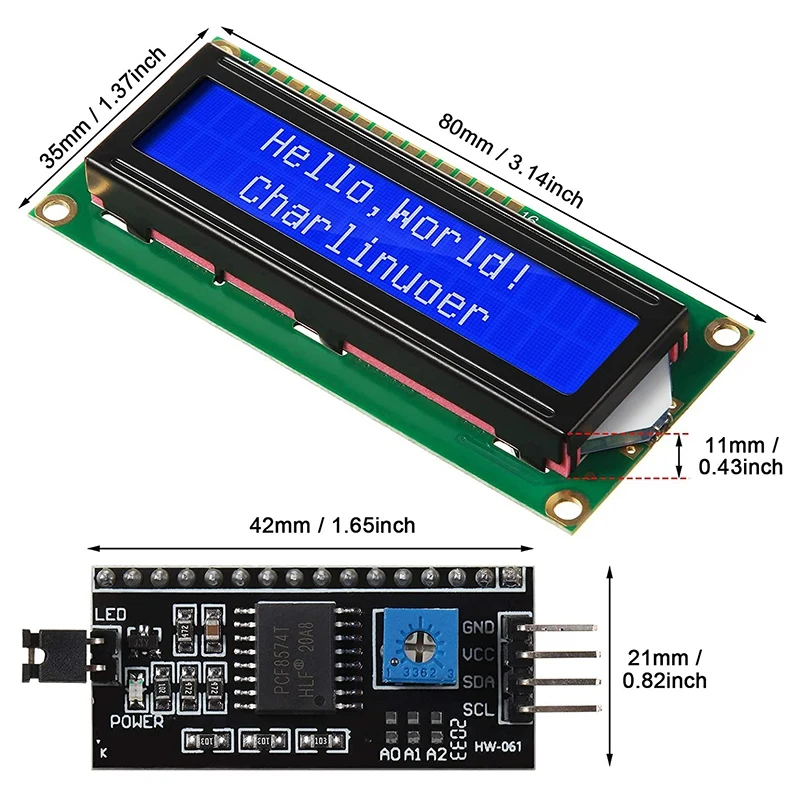 16 Stuks 5V 2004 1602 Lcd-Module Display Blauwe Achtergrondverlichting En Iic I2c Seriële Interface Adapter Voor Arduino R3 Mega2560