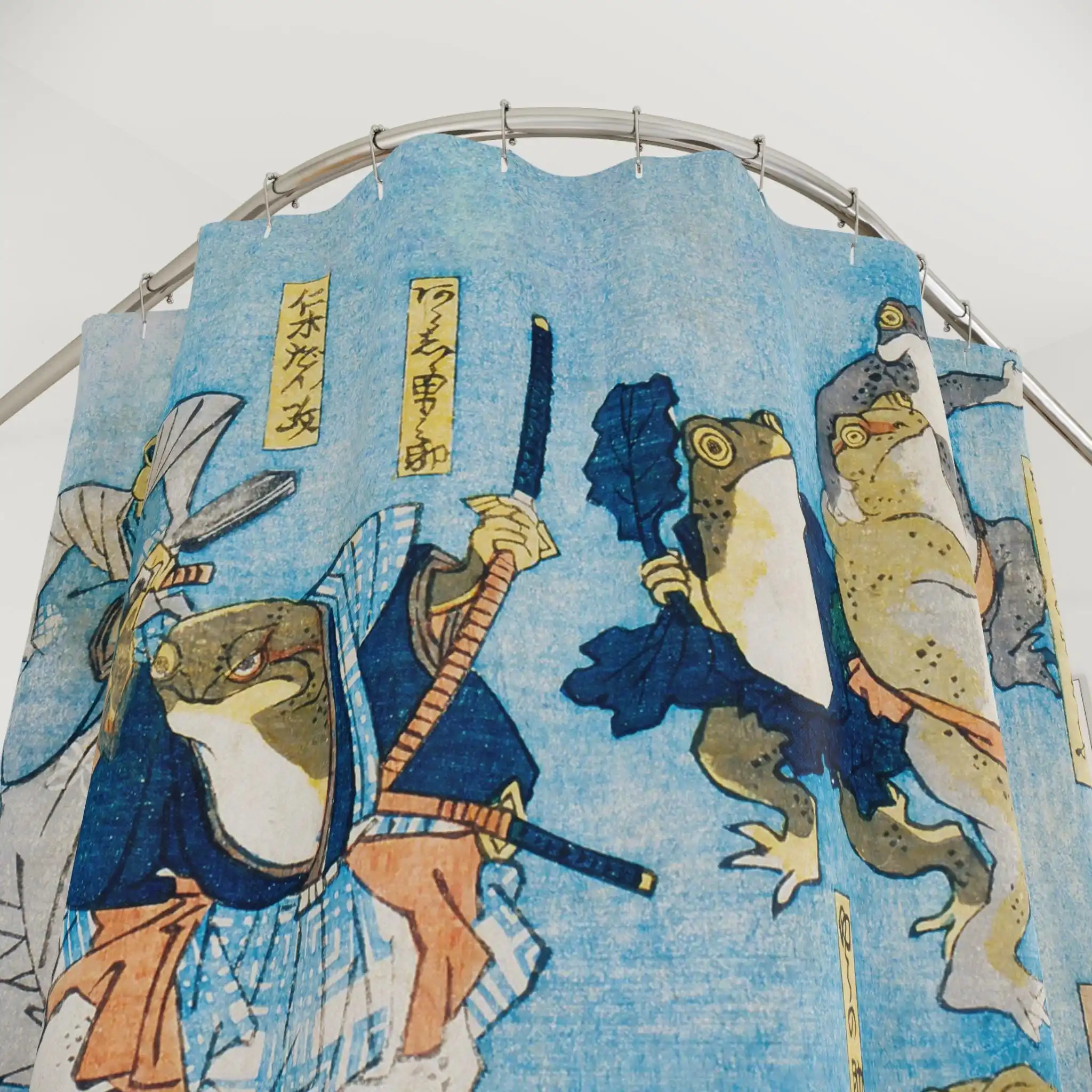 Japanese Edo Period Ukiyo-e Style Cartoon Bath Shower Curtain for Bathroom Decor Novelty Art