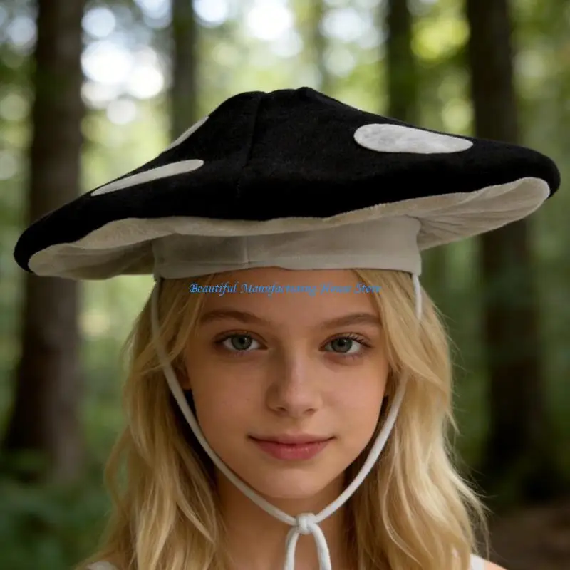 E56A Unique Mushroom Design Cap For Halloween And Birthday Parties Cosplay Costume Accessory Headcover for Women Dressingup
