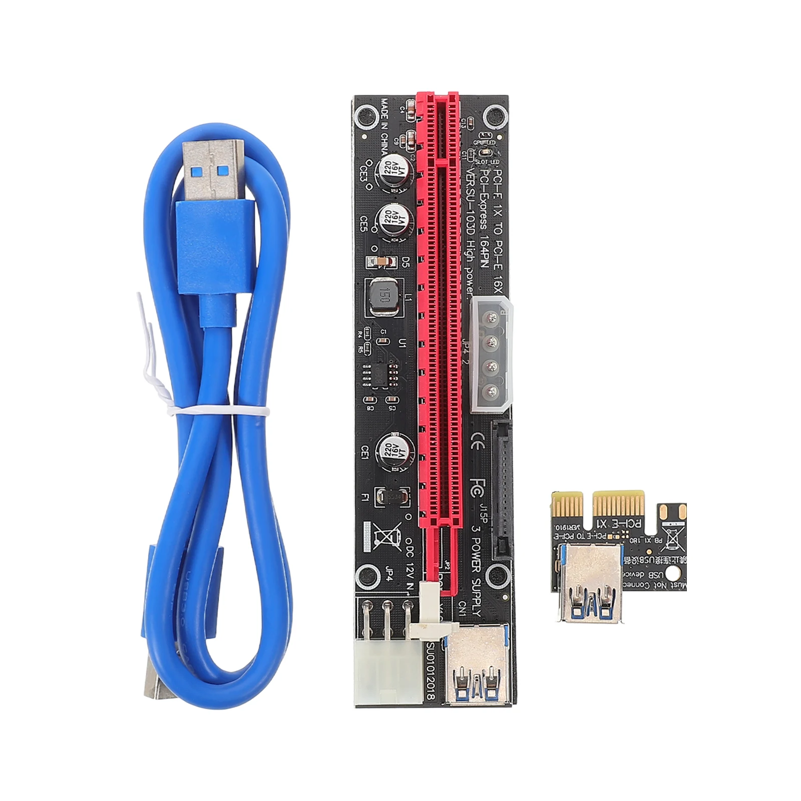 

Удлинительный кабель видеокарты от 1X до 16X PCIe V010 PLUS Riser, черный разъем, высокоскоростная стабильная передача, прочный, надежный