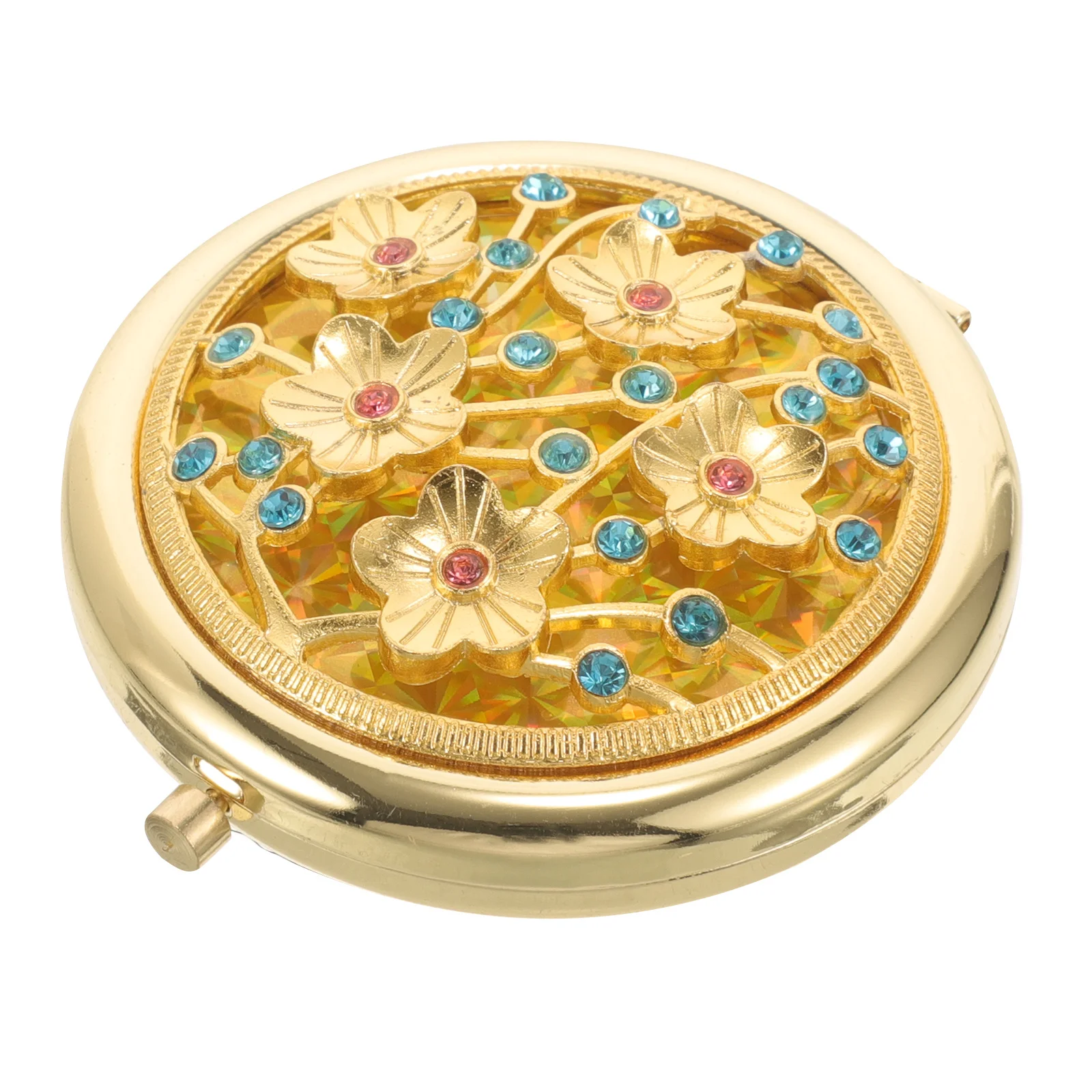 Kleine make-upspiegel Vintage gouden handspiegel Compact reisformaat voor vrouwen Buitengebruik Heldere reflectie Overal uittrekken