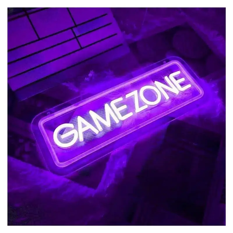 USB Powered Game Zone Neon Lights Sign For Home Wall Personalized Decoration Dimmable 11cmx30cm