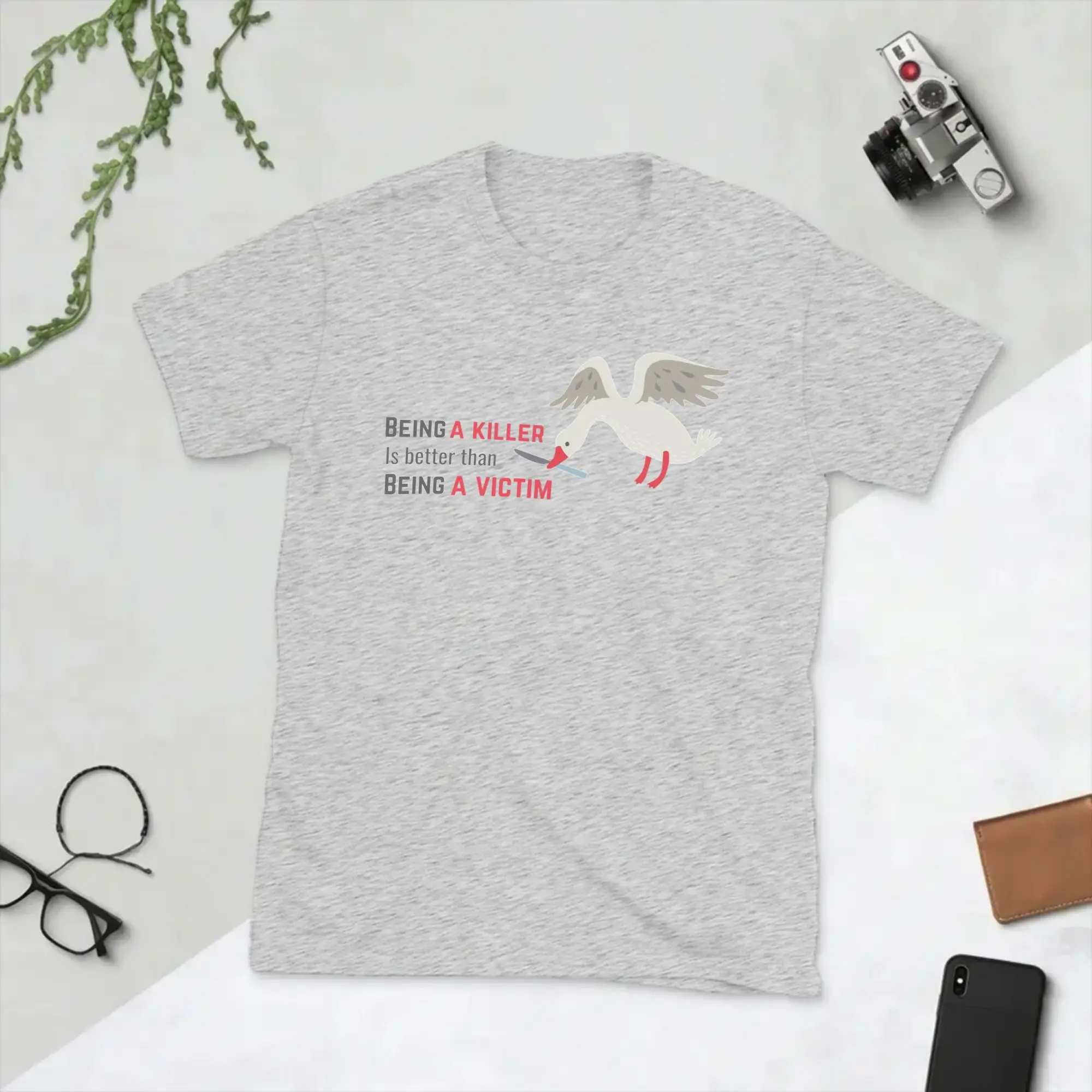 Knife Goose    Untitled Game Men's T Shirts  Humorous Tees Short Sleeve Round Collar T-Shirt 100% Cotton Plus Size Clothing