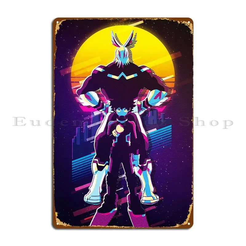 All Might Izuku Midoriya Metal Sign Wall Mural Wall Cave Create Garage Rusty Tin Sign Poster