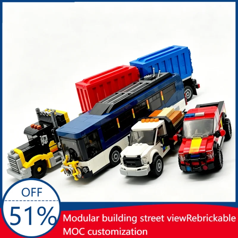 1862Pcs Service Vehicle Pack #3 Custom Building Blocks Utility Vehicle Collection Model Educational Assembly Toy For Collectors