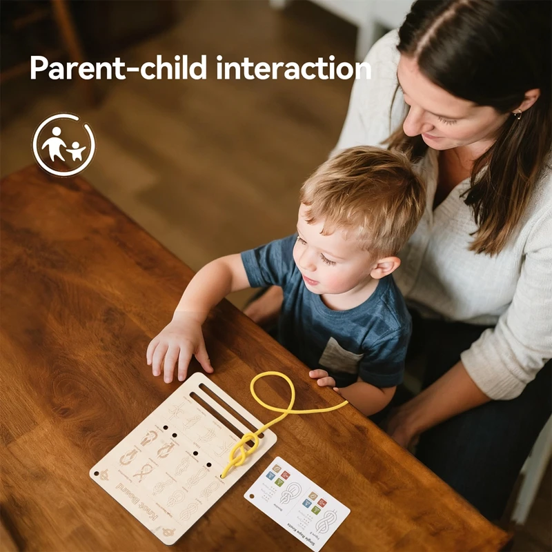 Baby Toys Montessori The baby's knot-tied wooden board toys trigger different tactile sensations when touching the little hands