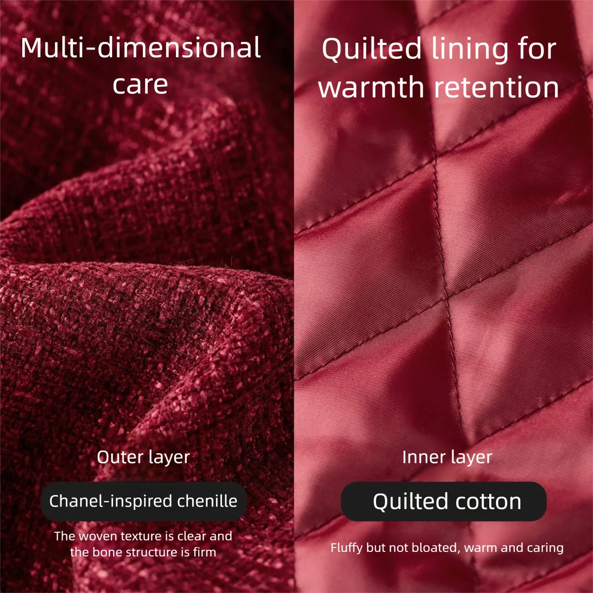 SENTUBILA Damen-Chenille-Steppmantel, 2025, Winter-Umlegekragen, lockere Jacke mit tief angesetzter Schulter, elegantes warmes Oberteil 154WA3687