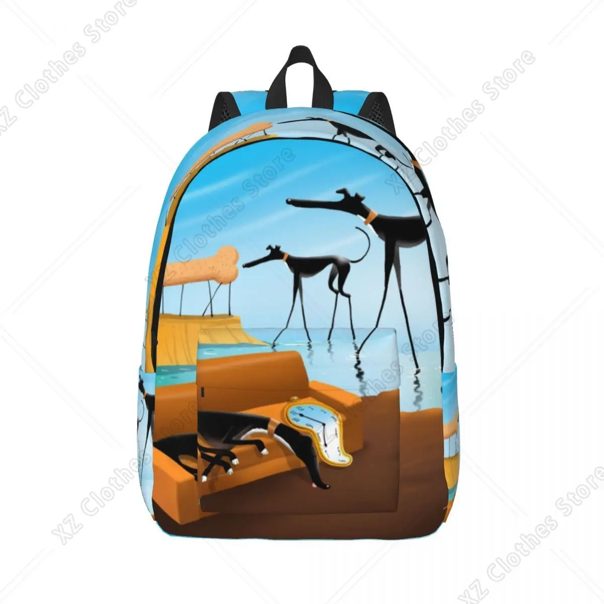 Custom Funny Greyhound Lurcher Canvas Backpack Casual Bookbag for College School Dog Art Bags