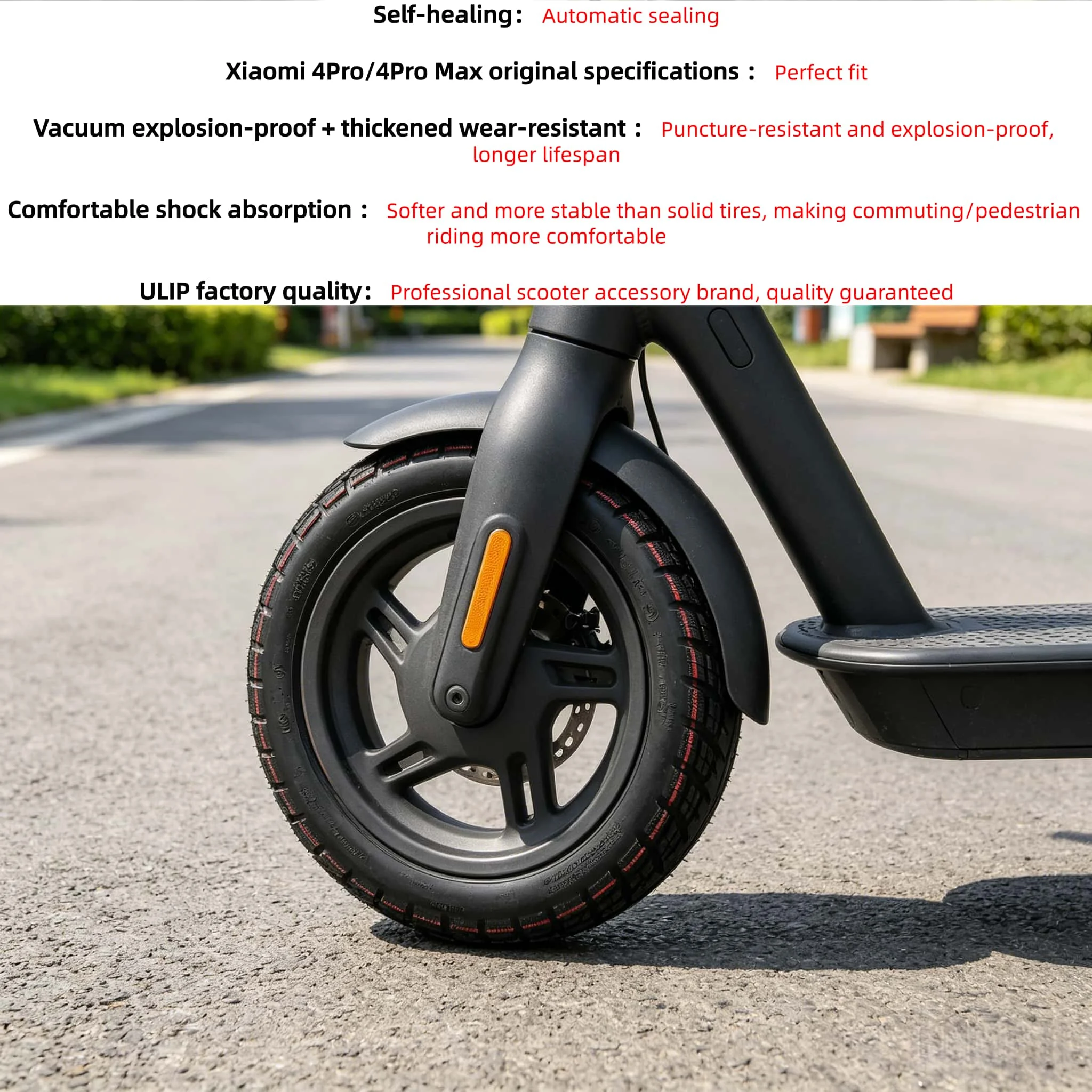 Ulip 60/70-7 Self-repairing Tire 10 Inch Tubeless Tires for Xiaomi 4 Pro/4 Pro Max Scooter Explosion-proof Tyre Replacement
