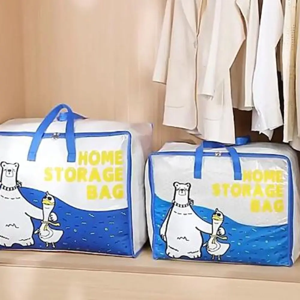 

Сумка для хранения одежды из ПВХ с рисунком из мультфильма, вместительная, Пылезащитная, подвижная, влагостойкая, на молнии