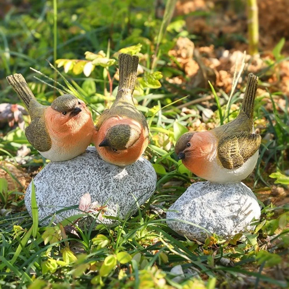 

Spring Summer Mini Bird Statue Lifelike Resin Crafts Lucky Bird Figurine Waterproof Animal Statue Crafts