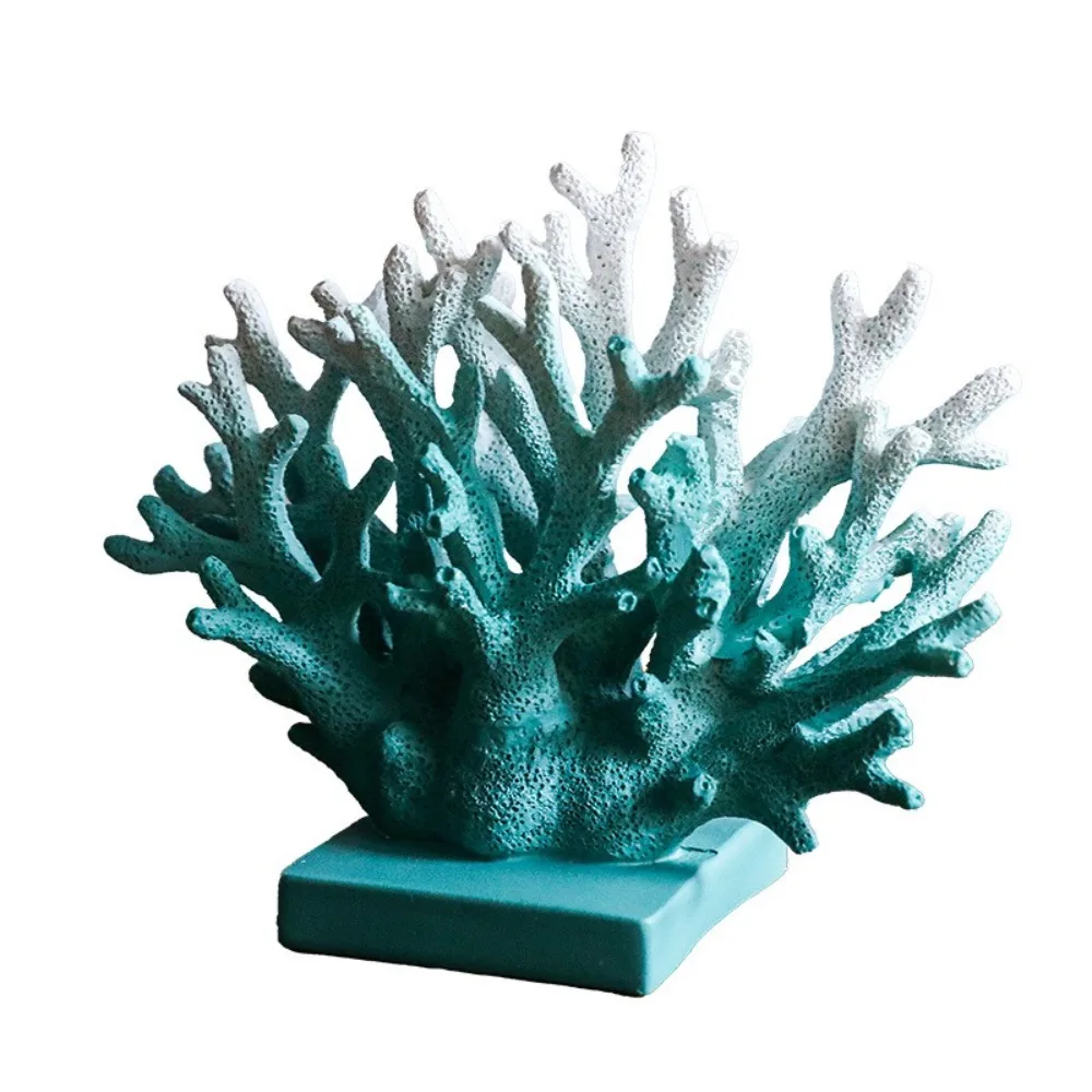 Resin Artificial Coral Statue Colorful Realistic Desktop Coral Sculpture Gradient Non-slip Faux Coral Decoration