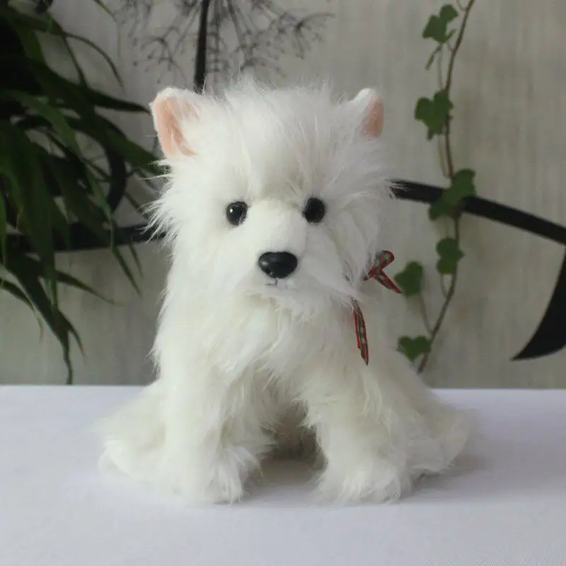 

Simulated West Highland White Terrier Doll Small Fluffy White Dog Plush Toy Lifelike Animals Stuffed Doll Kawaii Toy Gifts