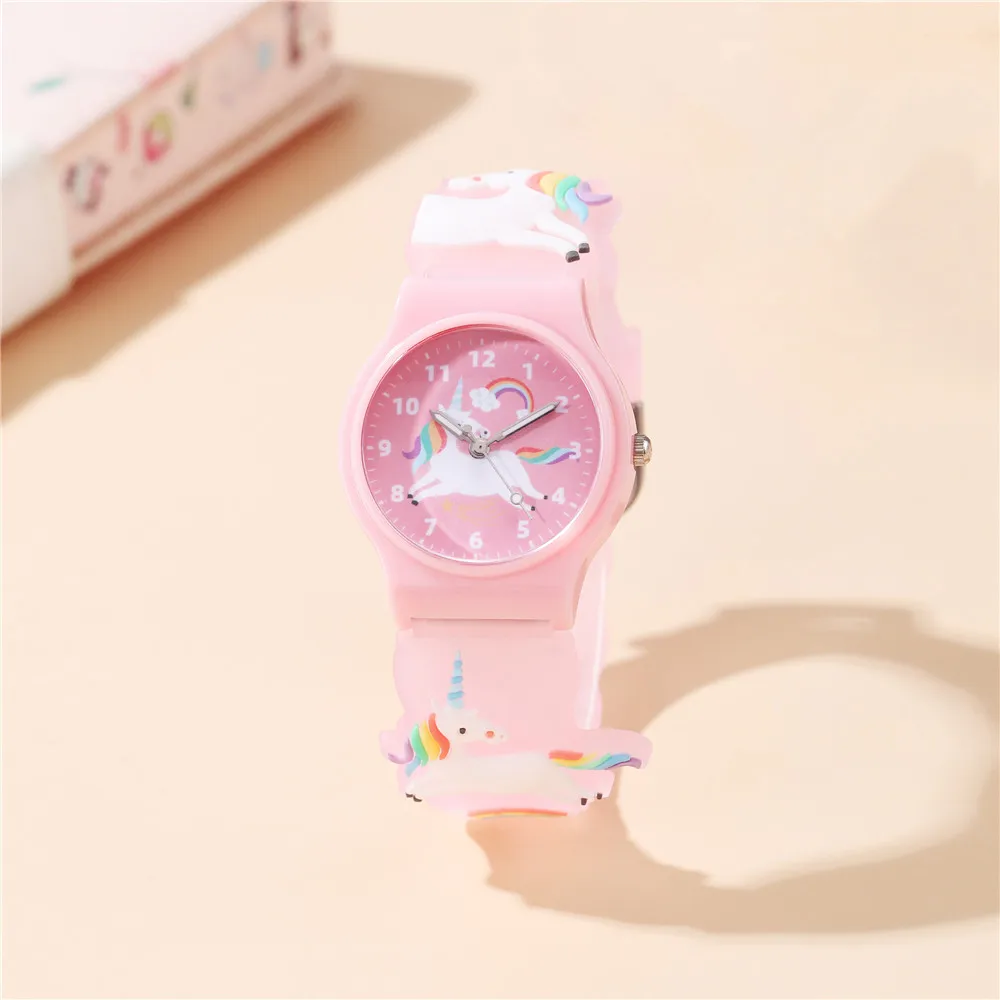 4 Colors Rainbow Unicorns Children Wristwatch For Kids Student Cartoon 3D Horses Patterns Watch