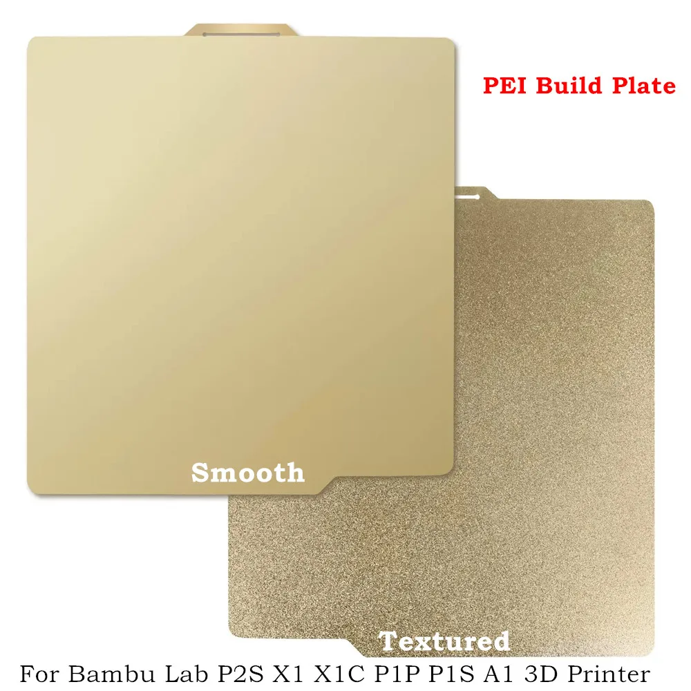 

For Bambu P2S Build Plate Smooth Textured PEI Double Side Flexible Spring Steel Sheet for Bambu Lab X1 X1C P1P P1S A1 3D Printer