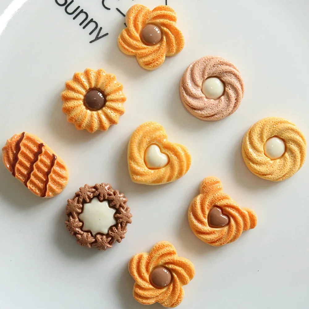 8 Stück Miniatur-Harz-Cabochons mit flacher Rückseite aus der Cookie-Serie für Haarnadeln, Scrapbooking, DIY, Heimdekoration, Bastelzubehör – Detail 5