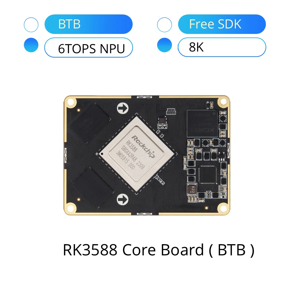 

Rockchip RK3588 Android Board 64-bit Octa-core Linux RK3588 BTB Core board 8GB 128GB 6TOPS NPU 8K Debian AI Visual Recognition