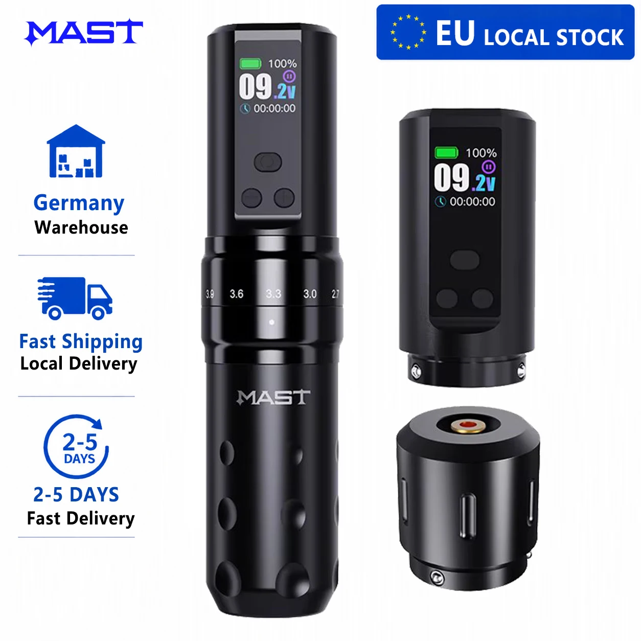 MAST Fold 2 Pro Kabellose Tätowiermaschine 7 Einstellbare Hublängen 2.4-4.2mm Farbdisplay 2000mAh Akku für Tattoo und PMU Artists