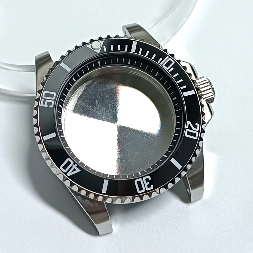 40.5mm Silvery GMT Sapphire Case Have Chapter Ring Stainless Steel Waterproof Fit NH34 NH 35 NH36 NH70 Movement Watch Case