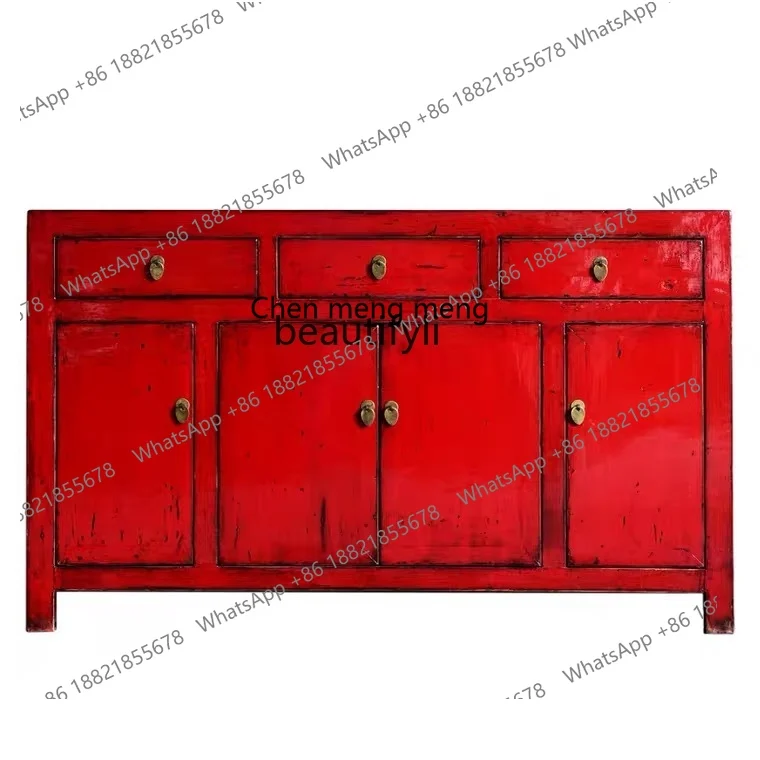 China red old handmade lacquer furniture overall tenon and mortise retro shoe cabinet