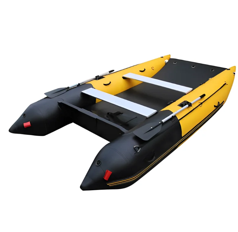 Air Deck Inflatable Folding Catamaran Inflatable Boat Speed for Water Sports Aluminium Seats With 4 Peoplepromote sales