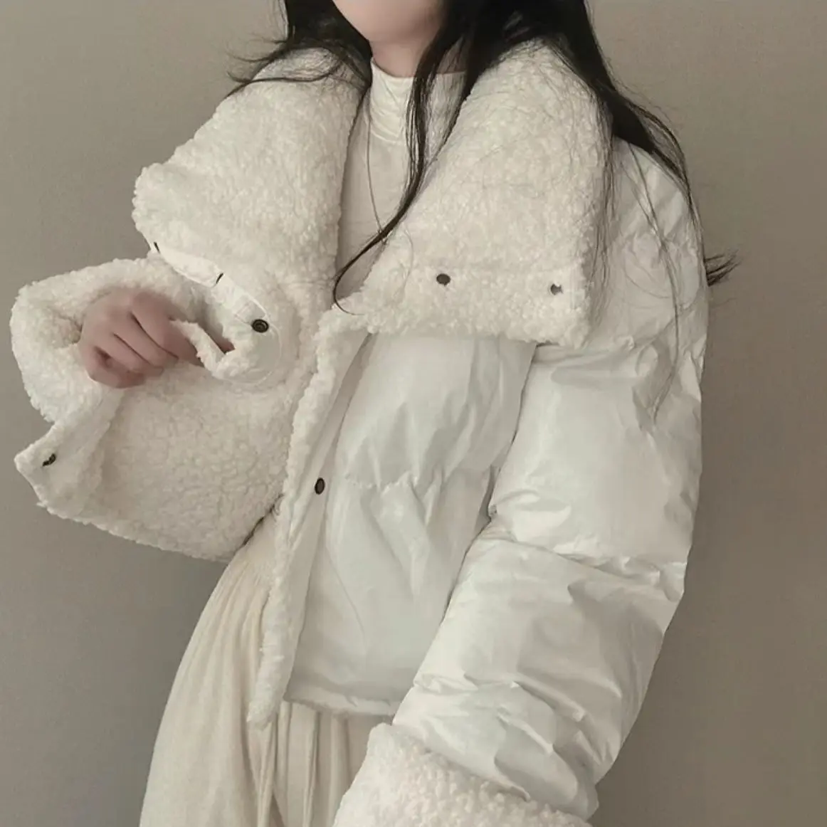 

Новая женская парка-пуховик: повседневная верхняя одежда, ветрозащитная, из смесового хлопка, на молнии, с отложным воротником, свободного кроя, однотонная, для женщин