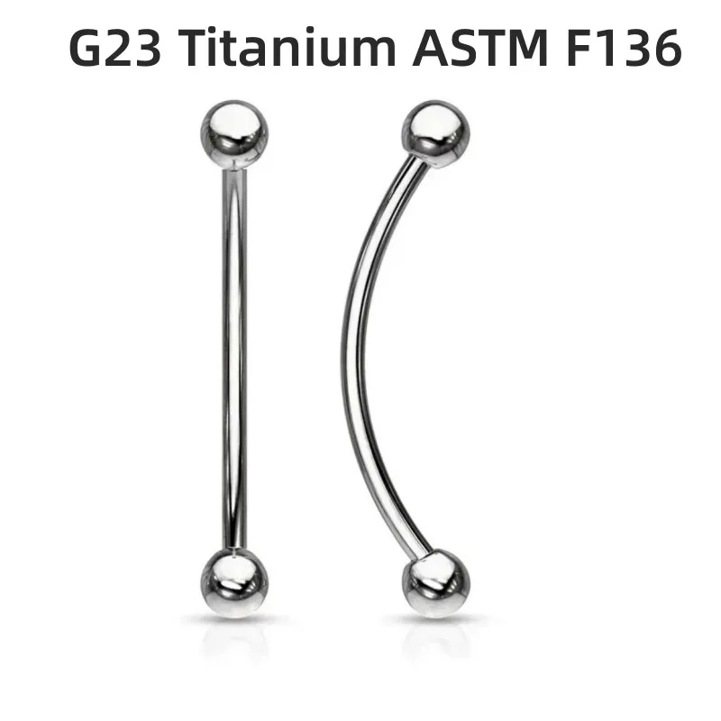 50pcs Body Piercing Jewelry - G23 Titanium ASTM F136 Tongue Snake Eye Labret Piercing Long Bar Curved 16G Ear Piercing Jewelry