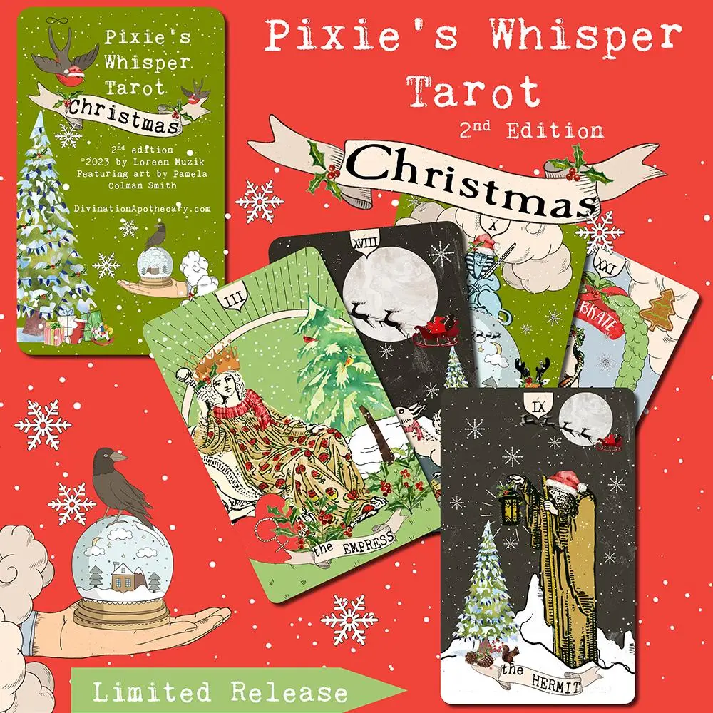 12*7cm Pixie's Whisper Tarot Deck Christmas Edition Limited Release, 78 Tarot Cards with 10+ Different Types of Card Back