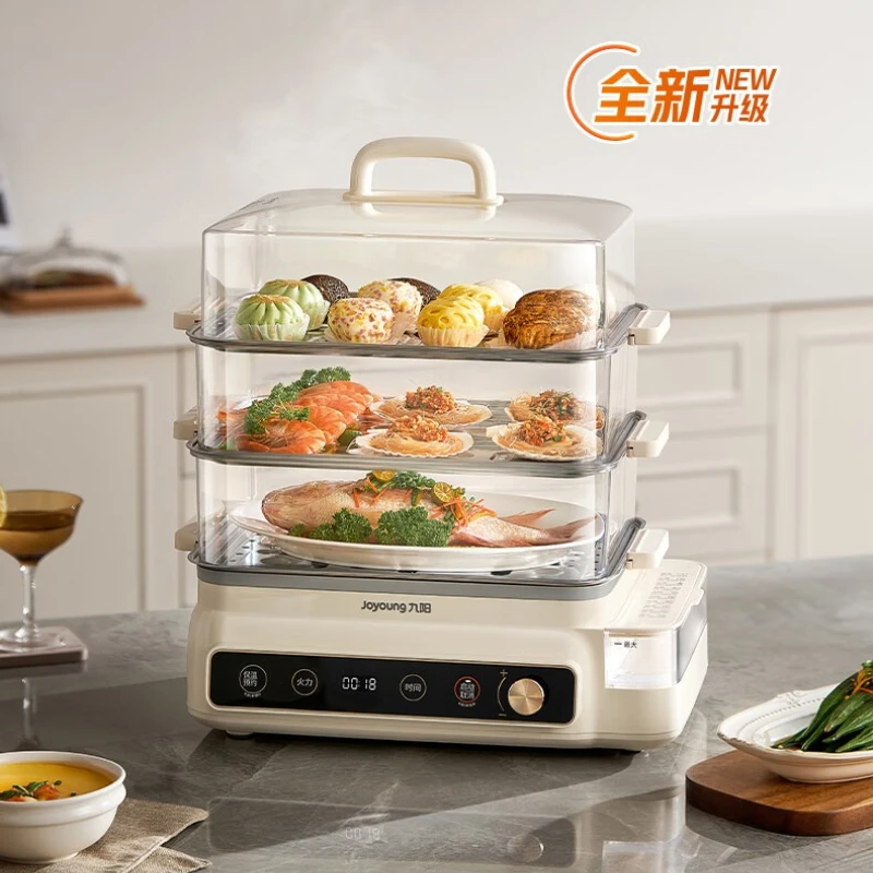 Joyoung 24L Electric Steamer, Large Capacity, Multifunctional Household Steamer with Full Transparent Viewing Window