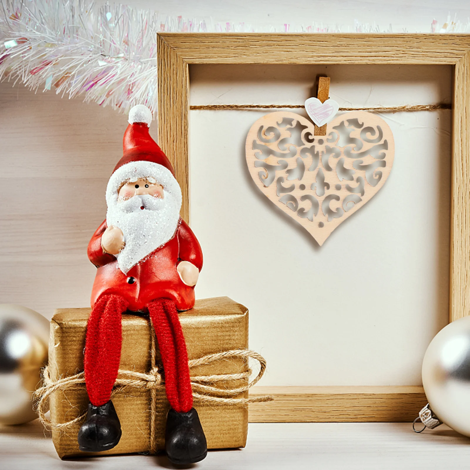 

Wooden Craft Slices Heart Shape Decor Lightweight Durable Home Party DIY Accessories Wall Hanging nament Christmas