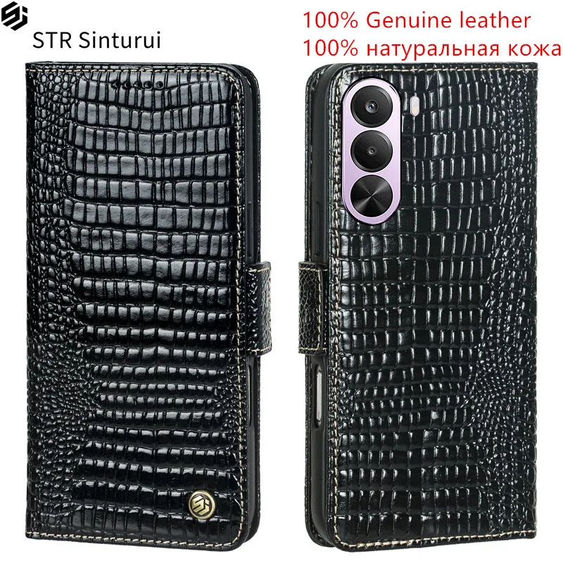 

STR Genuine leather lizard pattern card Slot Wallet Cover For Realme P4x P4 P3 Lite 4G P2 P1 Pro Ultra shockproof phone Case