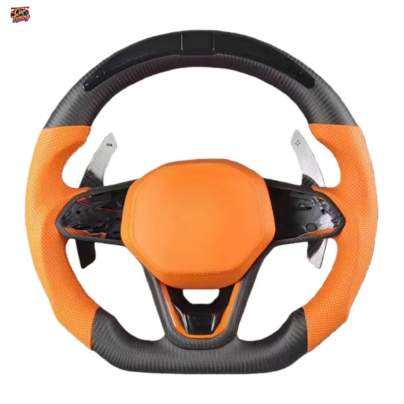 for Volkswagen MK8 2020-2025 Golf 8 GTI R Touareg Jetta Tiguan CC Passat Custom LED Carbon Fiber Steering Wheel Without Airbag