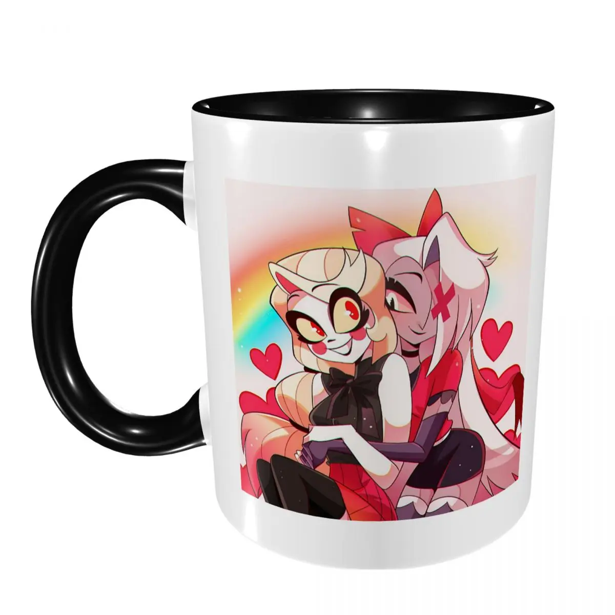 Taza de cerámica divertida de Charlie y Vaggie de Hazbin Hotel para San Valentín, tazas de café, tazas de té, taza de leche, regalo para mujer y hombre