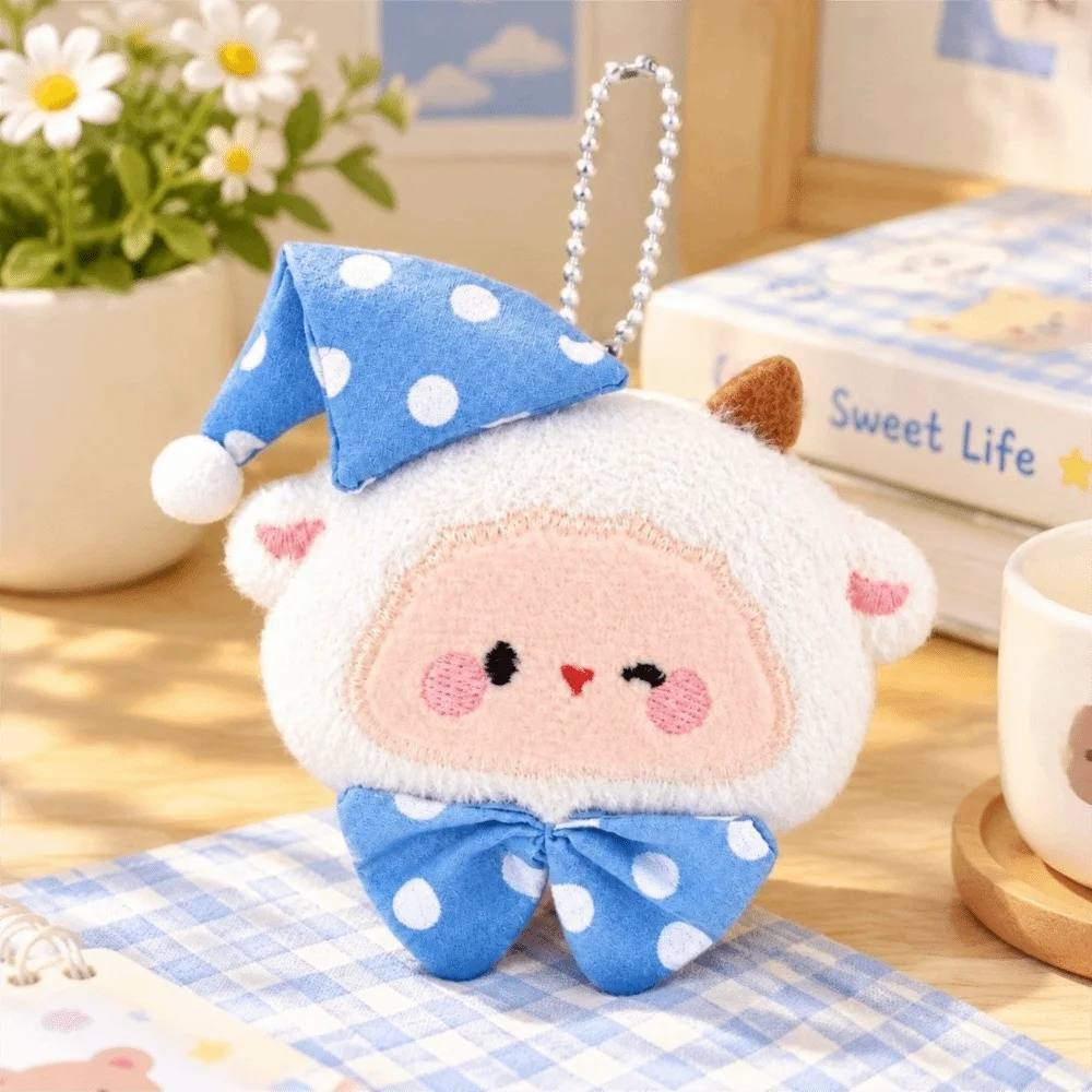 Chinese Zodiac Sheep Plush Keychain Cartoon Soft Stuffed Lamb Pendant Backpack Pendant Sheep Key Ring Fluffy Sheep Keychain