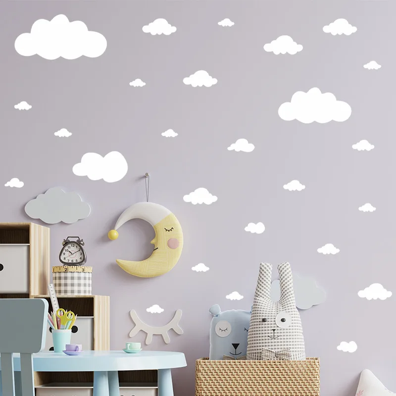 

Kids Cloud Wall Sticker White Wall Art Decal For Kids Bedroom Background Wall Decoration And Beautification