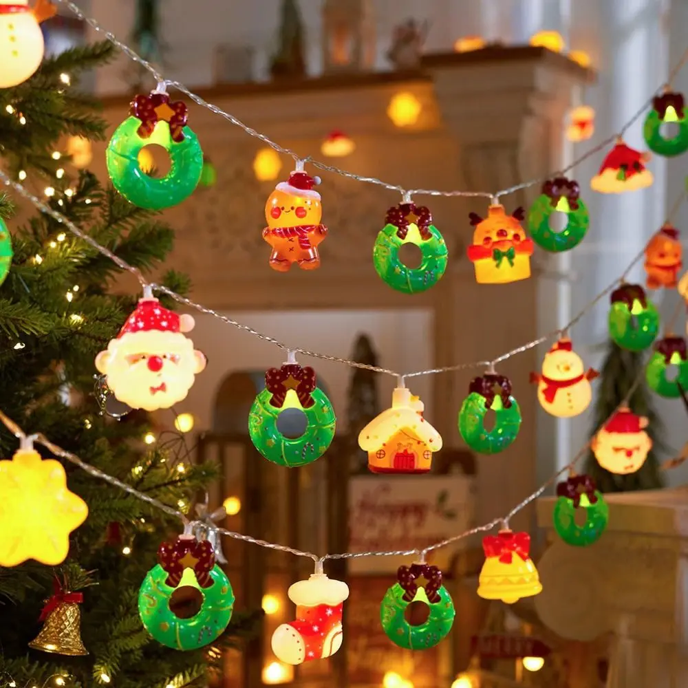 Battery Powered Christmas LED String Lights Assorted Shapes 20 LED Count Fairy String Lights Mixed Characters 3D Design