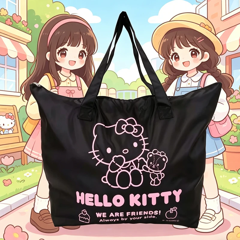 Hello Kittys Travel Bag Large Capacity Anti-Spraying Lightweight Cartoon Trolley Box Downhill Bag One Shoulder Portable