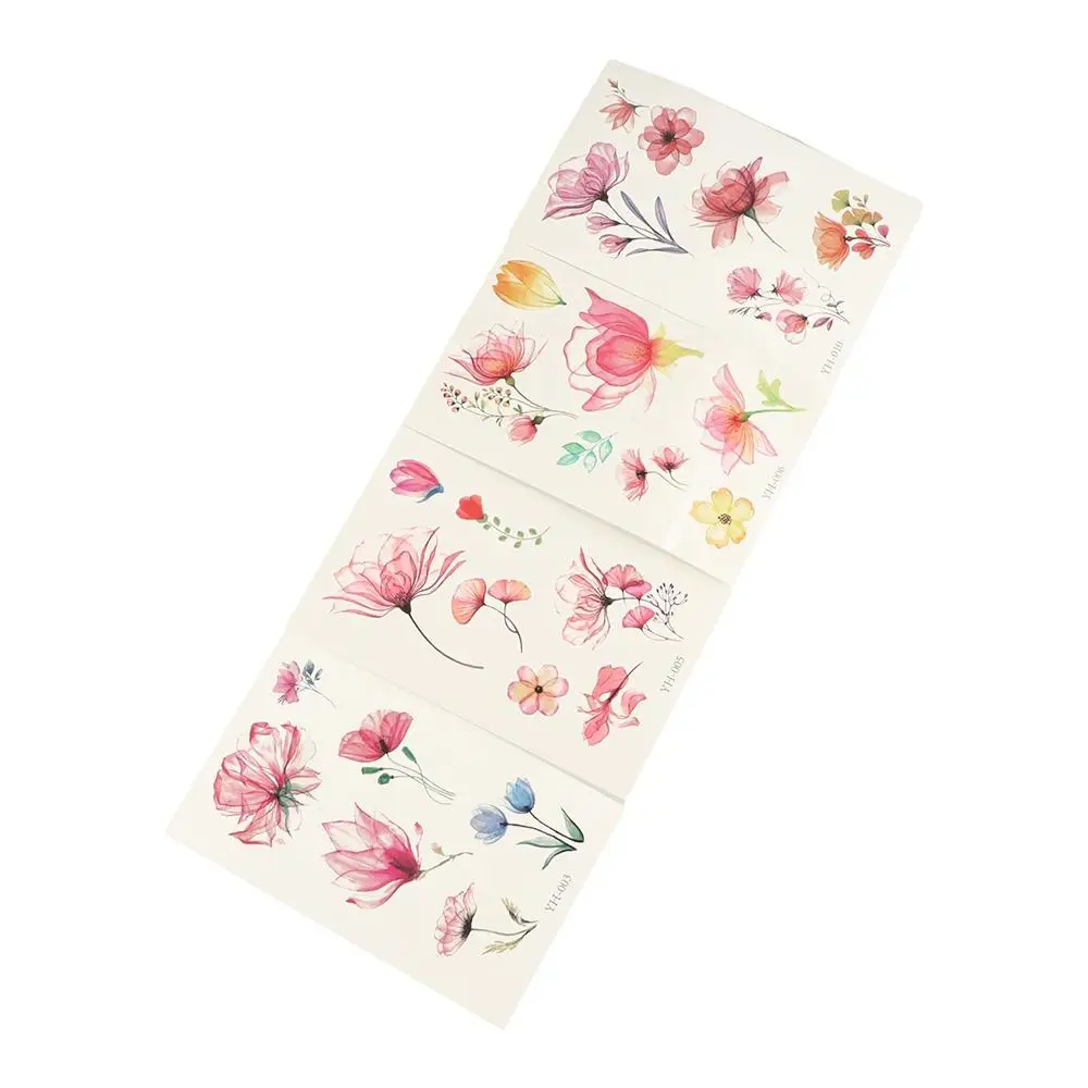 Disposable Watercolor Cherry Blossom Tattoo Sticker Waterproof Small Fresh Temporary Tattoo Sticker Anti Sweat Coloured Drawing