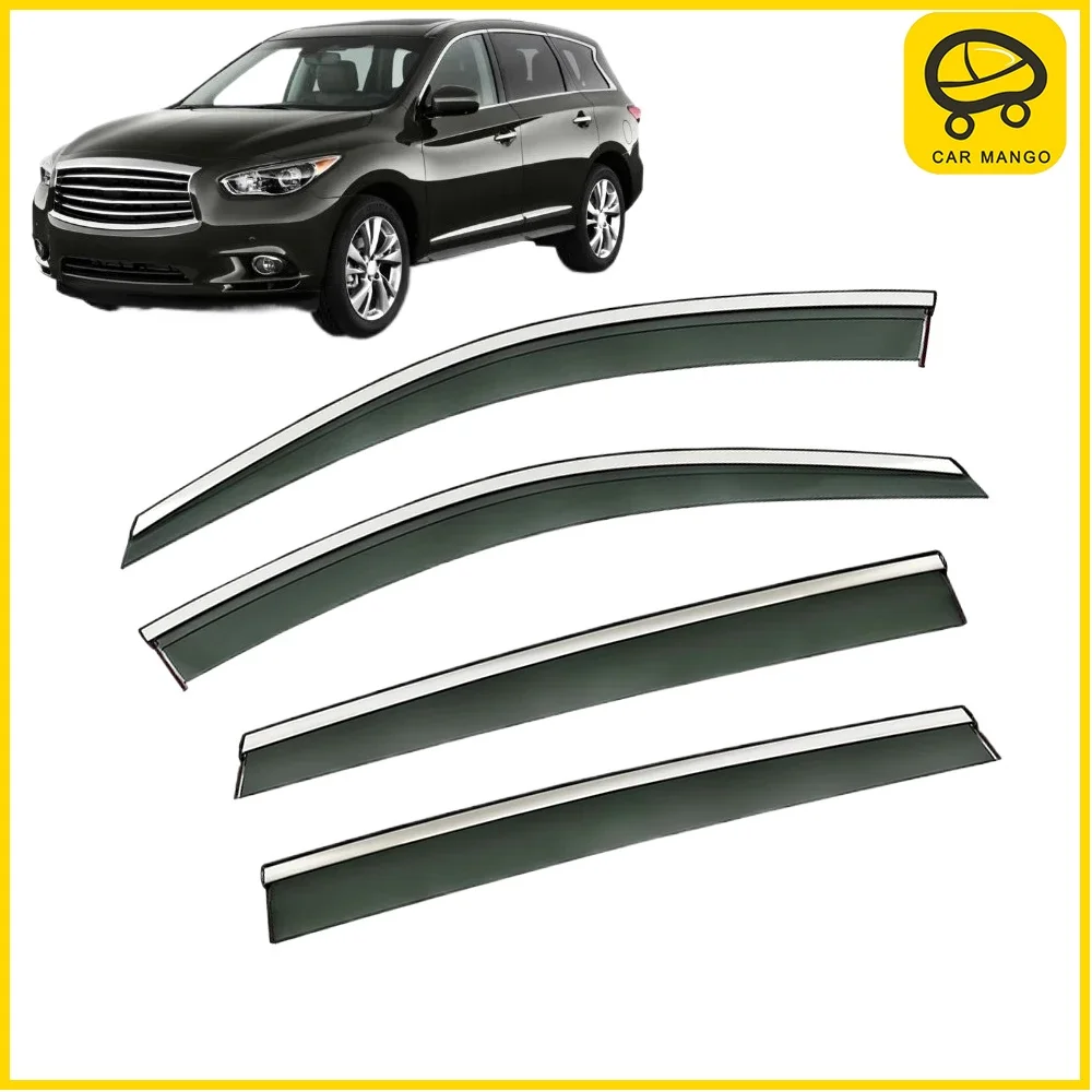 

Chrome Strips Rain Guards for Infiniti JX L50 2012-2013 Window Visor Wind Deflectors Door Visor Vent Shades Ventvisor
