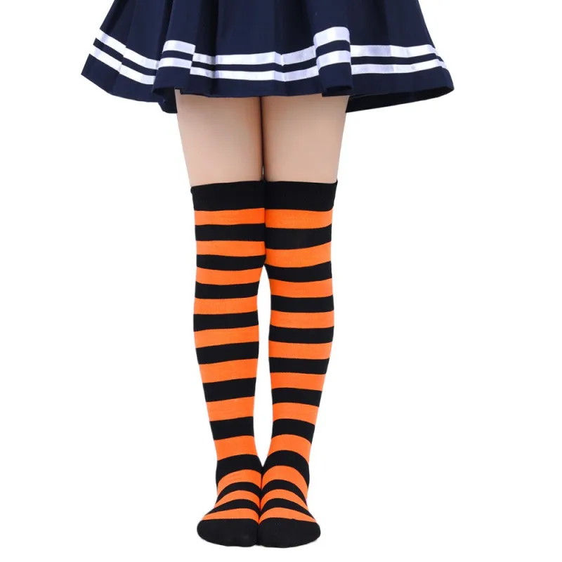 Girls Socks Classic Colorful Striped Mid-Calf Socks Children Chic Casual Long Sock Kids Halloween Xmas Cosplay Party Accessories