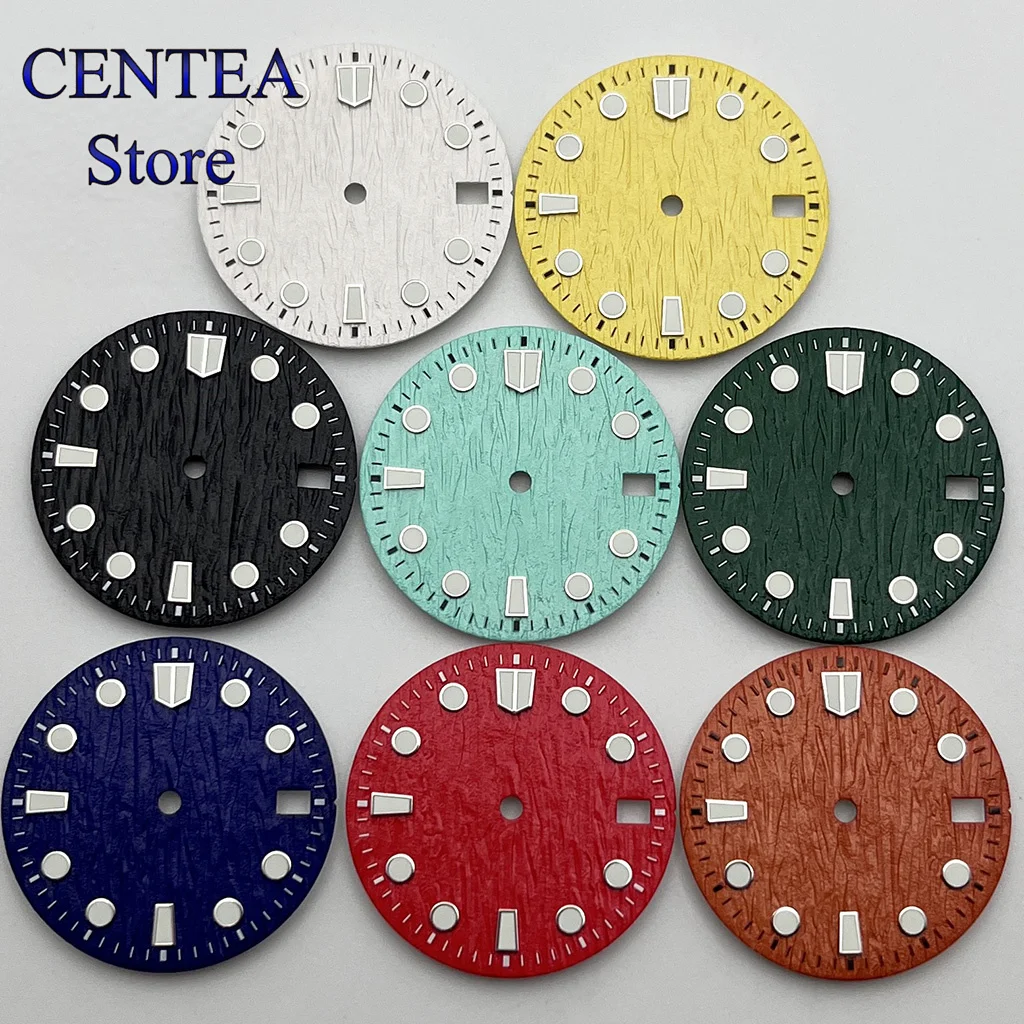 RICHUS 28.5mm black blue green white red orange sterile watch dial luminous fit NH34 NH35 movement fit 3/3.8/4.2 o\'clock crown ﻿