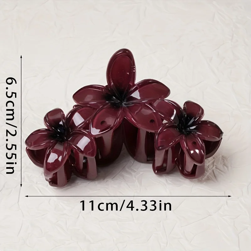 1/2 Stück Blumen-Haarspangen, hawaiianische Plumeria-Haarspangen für Frauen, rutschfeste Krallenklammern für dickes Haar, Strand-Haar-Accessoires – Detail 4