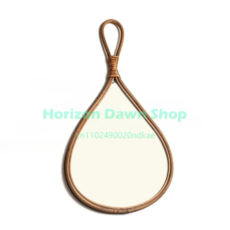 Wabi-Sabi Rattan Wall Mirror Decor Simple Designer Art Dining Table Background Hanging Ornament
