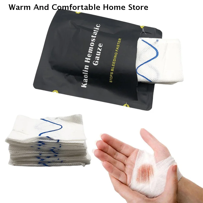 Hämostatische Kaolin-Gaze für den Außenbereich, Kampf- und Notfall-Trauma-Bandage, Z-Faltung, Löslich, für IFAK Taktisches Erste-Hilfe-Set, Medizinischer Wundverband