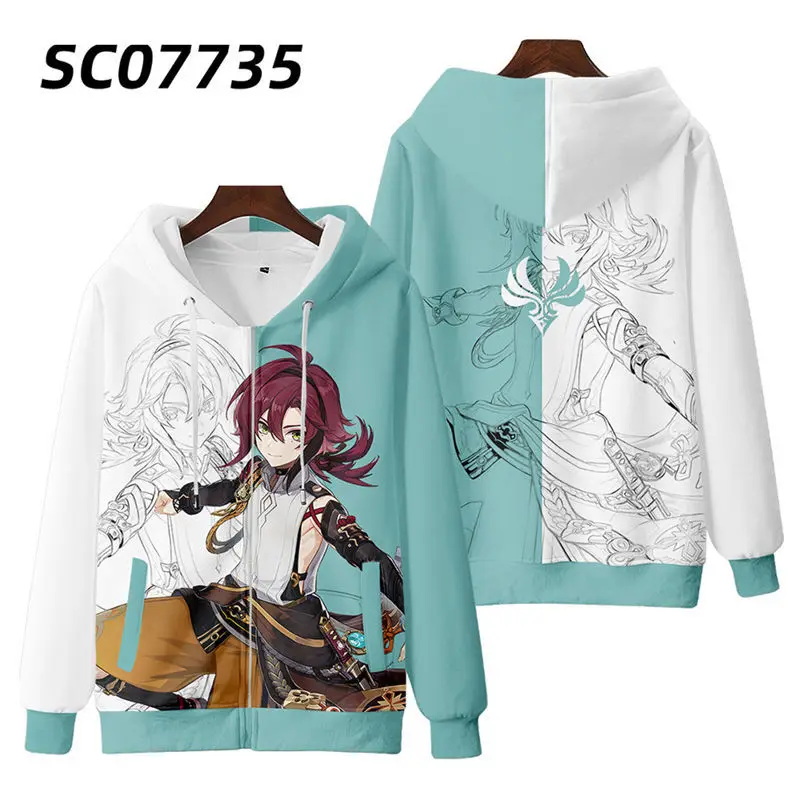 Genshin Impact-Sudadera con capucha para hombre y mujer, chaqueta con cremallera y estampado 3D, sudadera con capucha de Shikanoin Heizou, chándal masculino de Cosplay, gran oferta